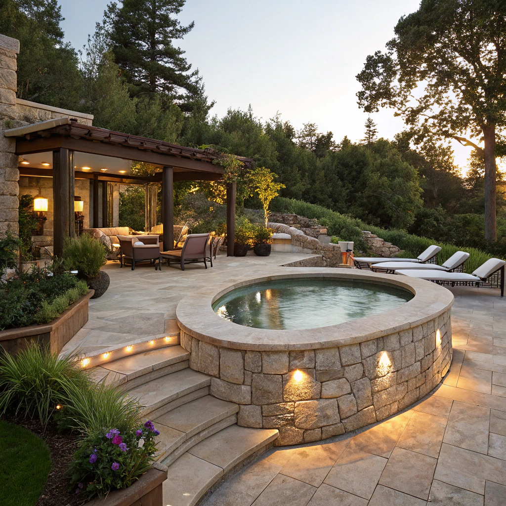 Margelle de spa en bois